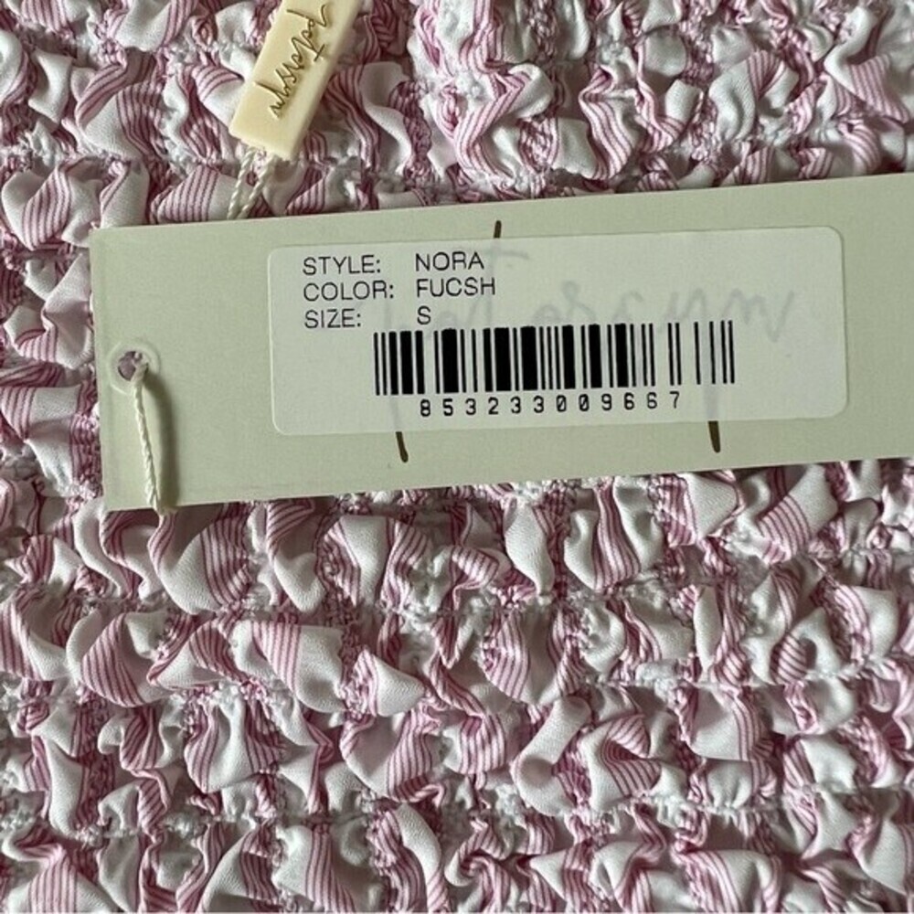 Petersyn Nora Smocked Strapless Tube Bodycon Mini Dress Pink NWT Size Small - Picture 14 of 14
